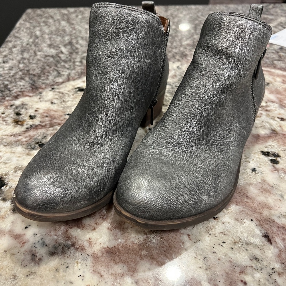 Lucky Brand Gray Metallic Women’s  Ankle Boots